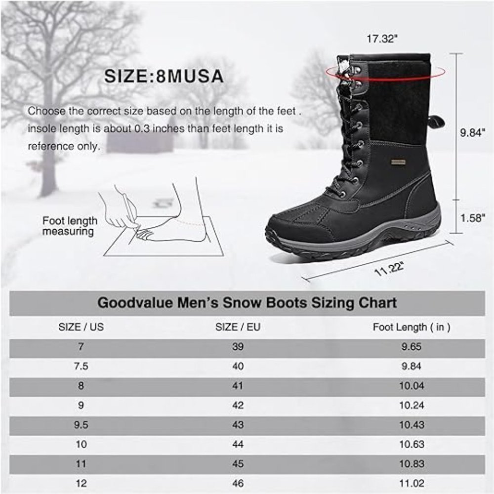 Mens Snow Duck Boots Waterproof Insulated Warm Fur Lined Winter Boots Non Slip - Picture 8 of 8